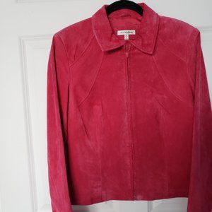 Yvonne & Marie Suede Leather Full Zip Tailored Pink Jacket